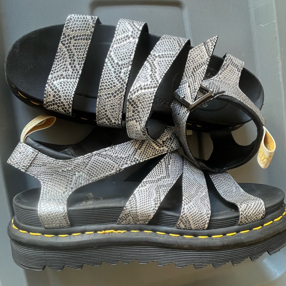 Doc Martins soft wair platform silver faux snake sandals. Size 9 worn once